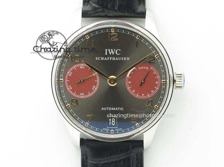 MIROTIME 0209 Portuguese Tourbillon IW504602 RG ZF Best Edition White Dial on Brown Leather Strap Stretchable 7178